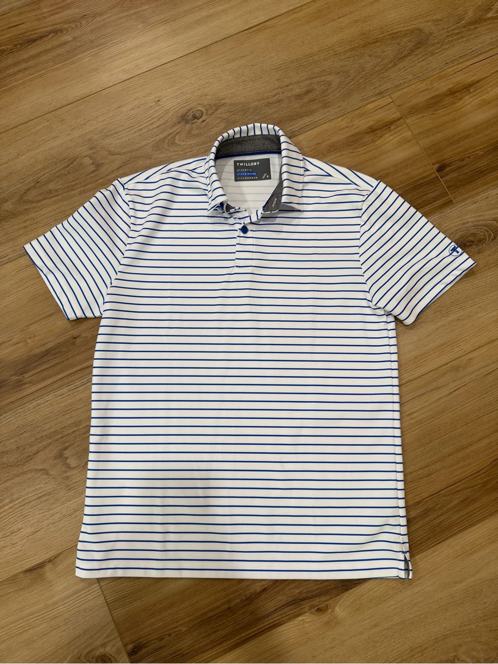Twillory Men’s White & Blue Striped Polo Shirt